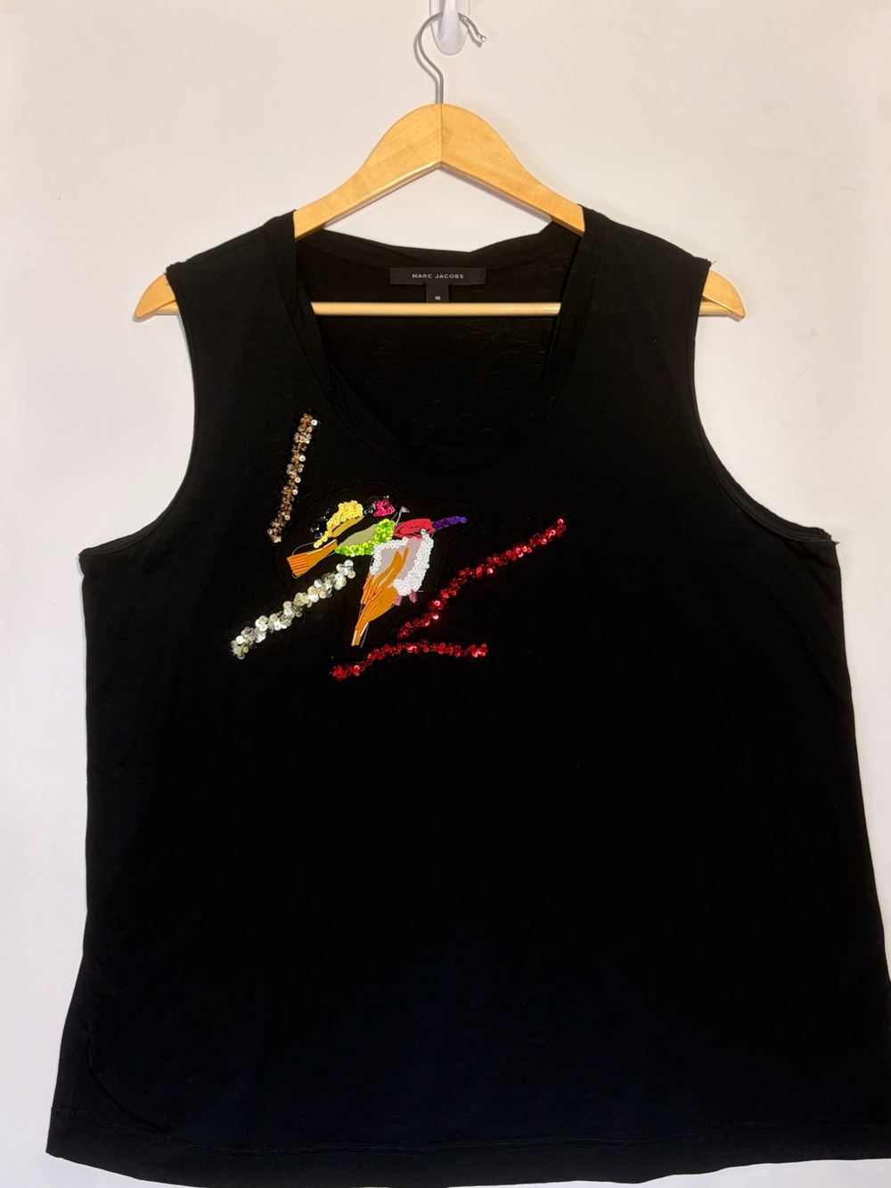 Marc Jacobs Black Sequin Bird Embellished Sleeveless Top 10 Wearable Art
I